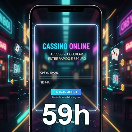 Celular com login seguro na plataforma 59h